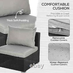 Large Outdoor Patio Furniture Black Garden Wicker Rattan Sofa Chair & Table Set
