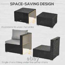 Large Outdoor Patio Furniture Black Garden Wicker Rattan Sofa Chair & Table Set