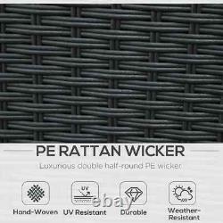 Large Outdoor Patio Furniture Black Garden Wicker Rattan Sofa Chair & Table Set