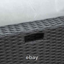 Large Outdoor Patio Furniture Black Garden Wicker Rattan Sofa Chair & Table Set