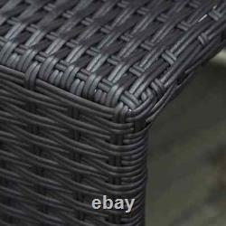 Large Outdoor Patio Furniture Black Garden Wicker Rattan Sofa Chair & Table Set