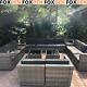 Large Patio Rattan Corner Sofa Set Garden Furniture Side Table Cushion 12 Seater