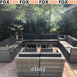 Large Patio Rattan Corner Sofa Set Garden Furniture Side Table Cushion 12 Seater