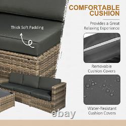 Large Patio Rattan Corner Sofa Set Garden Furniture Side Table Cushion 12 Seater