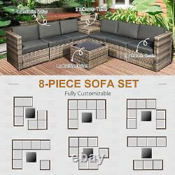 Large Patio Rattan Corner Sofa Set Garden Furniture Side Table Cushion 12 Seater