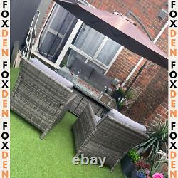 Large Patio Rattan Sofa Garden Furniture Set Armchairs Footstools Fire Pit Table