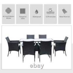 Large Rattan Dining Table and Chairs Set 6 Seater Patio Garden Furniture Seating