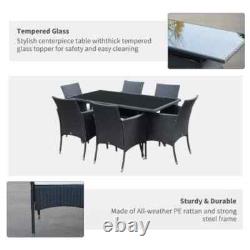 Large Rattan Dining Table and Chairs Set 6 Seater Patio Garden Furniture Seating