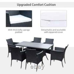 Large Rattan Dining Table and Chairs Set 6 Seater Patio Garden Furniture Seating