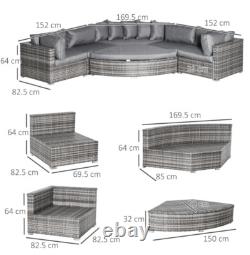 Large Rattan Sofa Set Garden Patio Furniture Wicker Round Corner Chair Cushion