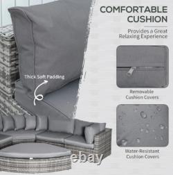 Large Rattan Sofa Set Garden Patio Furniture Wicker Round Corner Chair Cushion