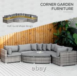 Large Rattan Sofa Set Garden Patio Furniture Wicker Round Corner Chair Cushion