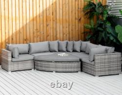 Large Rattan Sofa Set Garden Patio Furniture Wicker Round Corner Chair Cushion