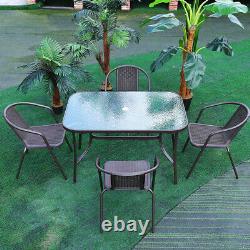 Large Table and Chairs Set Garden Patio Rectangle Furniture with Parasol Hole UK