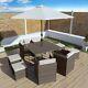 Light Brown Rattan 10 Piece Garden Furniture Dining Set/outdoor Patio Set