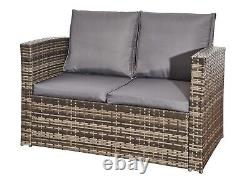 Long Rattan Firepit Garden 8 PC Patio Furniture Set with Relax Modern Entertain