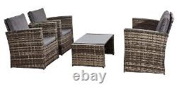 Long Rattan Firepit Garden 8 PC Patio Furniture Set with Relax Modern Entertain