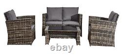 Long Rattan Firepit Garden 8 PC Patio Furniture Set with Relax Modern Entertain