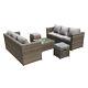 Lounge Rattan Sofa With Foot Rest Table 8 Seater Patio Outdoor Garden Furniture