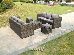 Lounge Rattan sofa with foot rest table 8 seater patio outdoor garden furniture