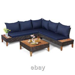 Luxury Garden Furniture Large Corner Sofa Set Lounge Rattan Patio Table Couch