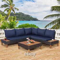 Luxury Garden Furniture Large Corner Sofa Set Lounge Rattan Patio Table Couch