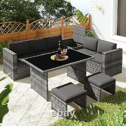 Luxury Rattan Outdoor Garden Furniture Patio Corner Sofa Set 8 Seater Dining Set