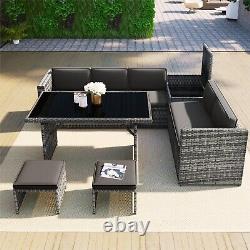 Luxury Rattan Outdoor Garden Furniture Patio Corner Sofa Set 8 Seater Dining Set