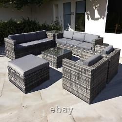 Malta Rattan Outdoor Garden Furniture Patio 9 Seat Rattan Sofa U-Shape Set