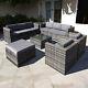 Malta Rattan Outdoor Garden Furniture Patio 9 Seat Rattan Sofa U-shape Set