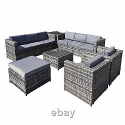 Malta Rattan Outdoor Garden Furniture Patio 9 Seat Rattan Sofa U-Shape Set