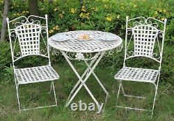 Metal Garden Bistro Set Patio Furniture Foldable Outside Table Chairs 3 Piece