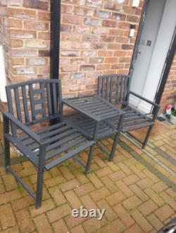Metal Garden Loveseat Outdoor Patio Furniture 2 Seater Companion Table Bench