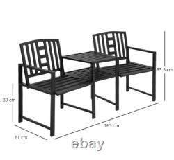 Metal Garden Loveseat Outdoor Patio Furniture 2 Seater Companion Table Bench