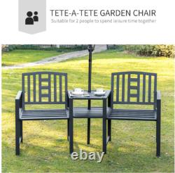 Metal Garden Loveseat Outdoor Patio Furniture 2 Seater Companion Table Bench