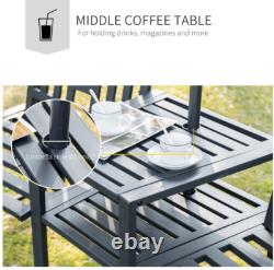 Metal Garden Loveseat Outdoor Patio Furniture 2 Seater Companion Table Bench