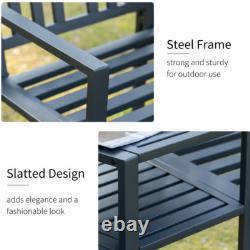Metal Garden Loveseat Outdoor Patio Furniture 2 Seater Companion Table Bench