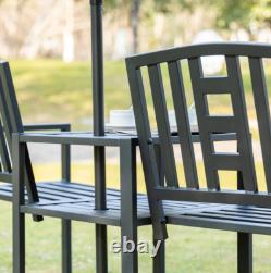 Metal Garden Loveseat Outdoor Patio Furniture 2 Seater Companion Table Bench
