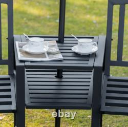 Metal Garden Loveseat Outdoor Patio Furniture 2 Seater Companion Table Bench