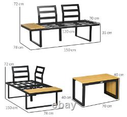Metal Patio Furniture Garden Lounge Set Corner Cushion Wooden Sofa Chair Table
