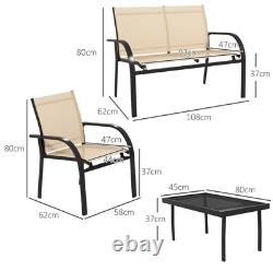 Metal Patio Set Outdoor Garden Furniture Small Lounge Sofa Chairs Dining Table