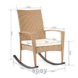 Modern Rattan Furniture Wicker Rocking Chair Living Room Garden Patio withCushion