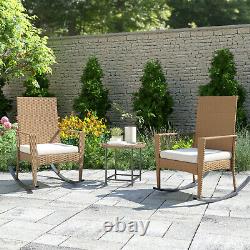 Modern Rattan Furniture Wicker Rocking Chair Living Room Garden Patio withCushion