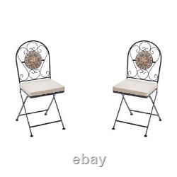 Mosaic Bistro Garden Table And Folding Chairs Set Outdoor Patio Dining Furniture
