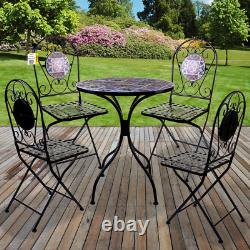 Mosaic Bistro Set Outdoor Patio Garden Furniture Dining Set Table Folding Chairs