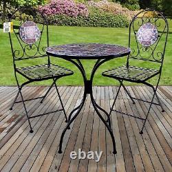 Mosaic Bistro Set Outdoor Patio Garden Furniture Dining Set Table Folding Chairs