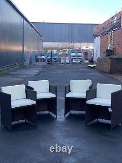 NEW 4x Rattan Garden Furniture Chairs Outdoor Patio + Cushions Clearance