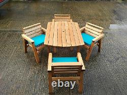 NEW STYLE Solid Wood Garden Patio Furniture Set 4' 6 Table 4 Chairs