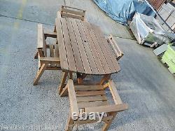 NEW STYLE Solid Wood Garden Patio Furniture Set 4' 6 Table 4 Chairs