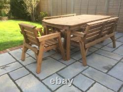 NEW STYLE Solid Wood Garden Patio Furniture Set. 6 ft Table 2 Bench & 2 Chairs